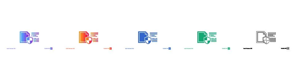 Secure Data Document Protection Icons Stock Illustration