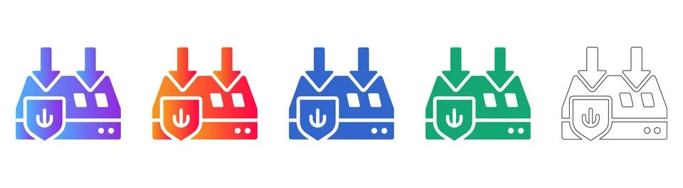 Secure Data Download Icon Set Stock Illustration