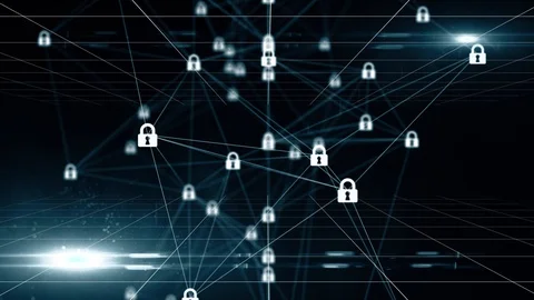 Secure data encrypted network protocols wireless connected devices 3D render Stock Footage 101667835