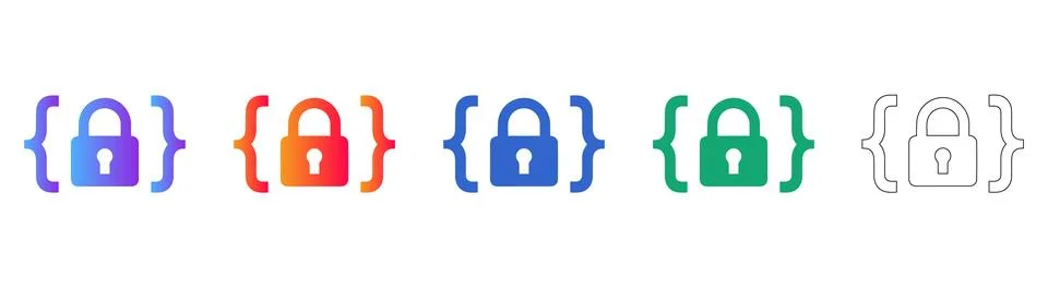 Secure Data Encryption Icons with Padlock Stockillustratie