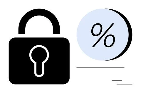 Secure data encryption represented by padlock and percentage symbol emphasi.. Stock Illustration