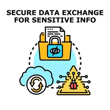 Secure data exchange processing sensitive information safety Stock Illustration