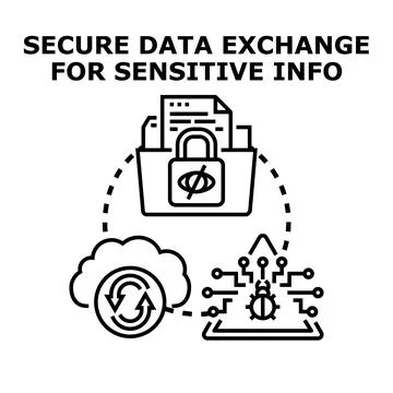 Secure data exchange processing sensitive information safety Illustrazione stock