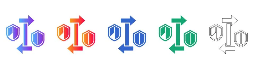 Secure Data Exchange &amp; Protected Connection Gateway Icons イラスト素材