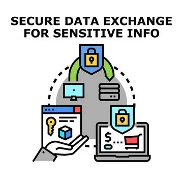 Secure data exchange for sensitive information protection Stock Illustration