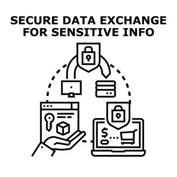 Secure data exchange for sensitive information protection Stock Illustration