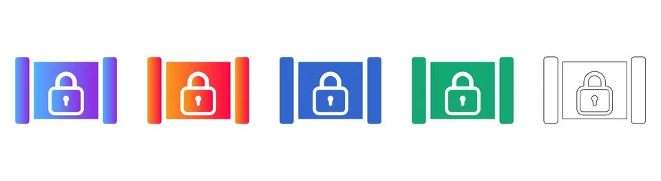 Secure Data Folder Access Icon Set Stock Illustration