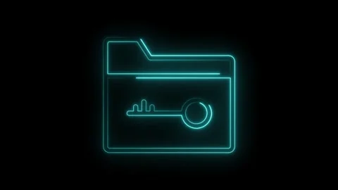 Secure data folder cyber security protection animated neon outline glow Stock Footage 322975258