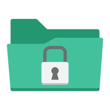 Secure data folder flat icon, security padlock Stock Illustration