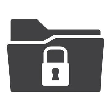 Secure data folder solid icon, security padlock 스톡 일러스트