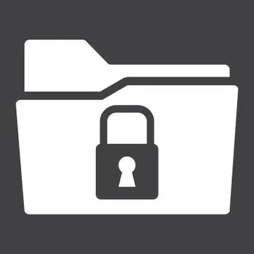 Secure data folder solid icon, security padlock Stock Illustration
