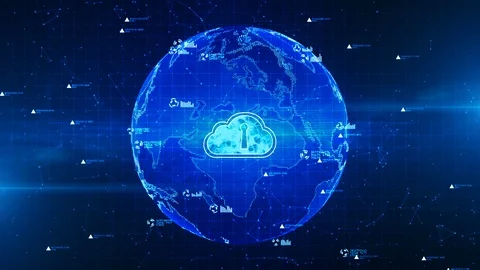 Secure data in global network,  Digital cloud computing, Cyber security conce Stock-Footage 104367307