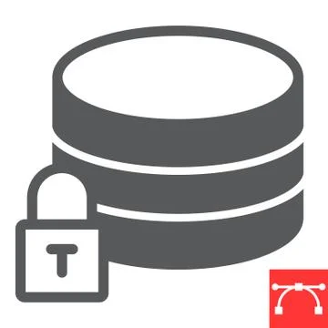 Secure data glyph icon, security and computing, database sign vector graphics 스톡 일러스트