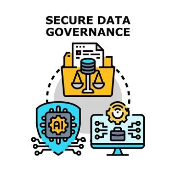 Secure data governance regulating digital information processes Stock Illustration