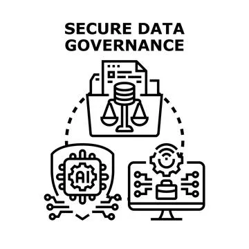 Secure data governance regulating digital information processes Stock Illustration
