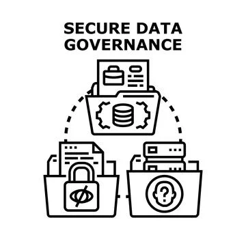 Secure data governance regulating information access and management Stockillustratie