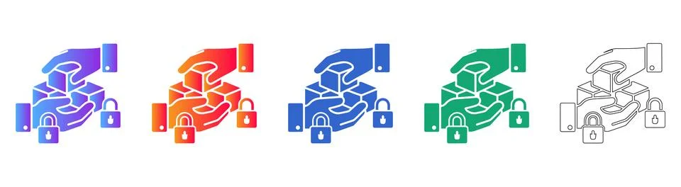Secure Data Handling and Ownership Icon Set Stock Illustration