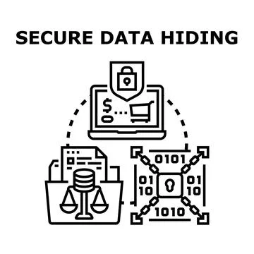 Secure data hiding concept protecting digital information Stock Illustration