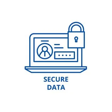 Secure data line icon concept. Secure data flat vector symbol, sign, outline Stock Illustration