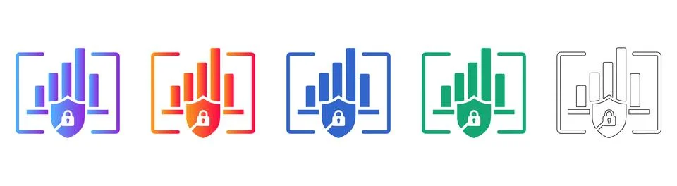Secure Data Lock Icon Set Stock Illustration