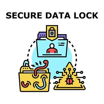 Secure data lock protecting digital information privacy 스톡 일러스트