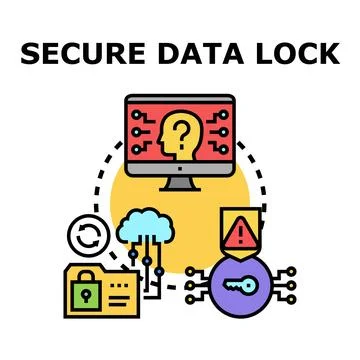 Secure data lock protecting digital information and privacy concept Stock Illustration