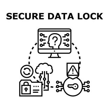 Secure data lock protecting digital information and privacy concept Stock Illustration