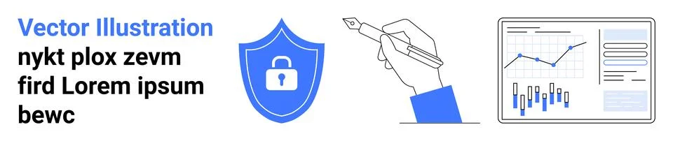 Secure Data Management and Analytics with Handwriting Tool Stockillustratie