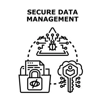 Secure data management protecting confidential information from cyber threats Stock Illustration