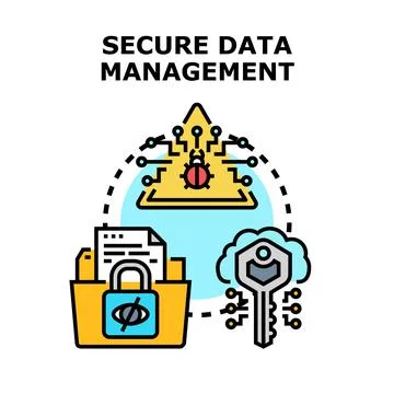 Secure data management protecting confidential information from cyber threats Stock Illustration