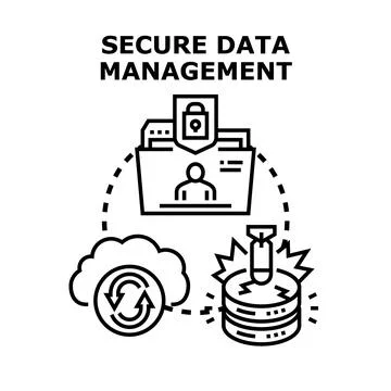 Secure data management protecting information with cloud storage Illustrazione stock