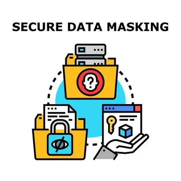 Secure data masking concept protecting sensitive information technology Stock Illustration