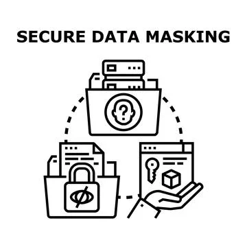Secure data masking concept protecting sensitive information technology Stock Illustration