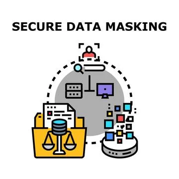 Secure data masking process for information protection Illustrazione stock