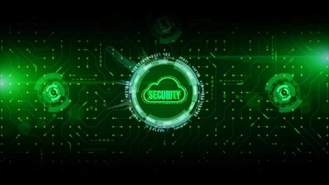 Secure data network digital cloud computing with circuit board data transfer. Stock Footage 115572367