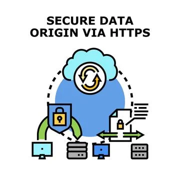Secure data origin via https network technology Stock Illustration