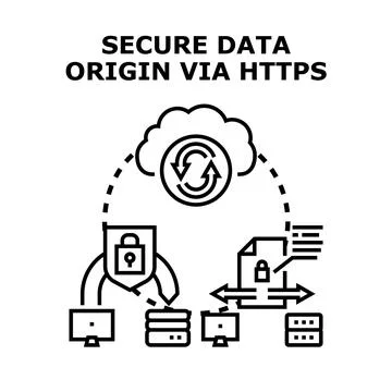 Secure data origin via https network technology Stock Illustration