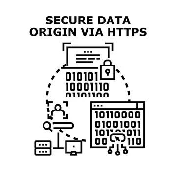 Secure data origin via https protection concept Stock Illustration