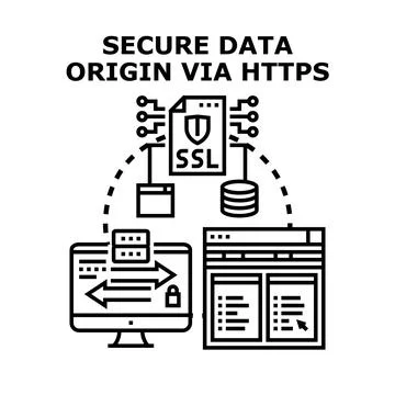 Secure data origin via https protocol connection 스톡 일러스트