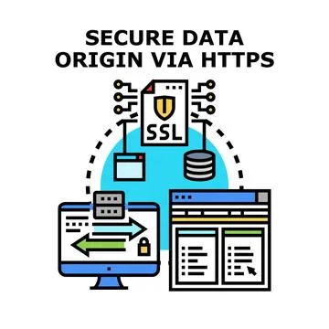 Secure data origin via https protocol connection 스톡 일러스트