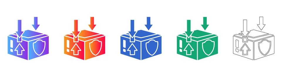 Secure Data Package Download Icons Illustrazione stock