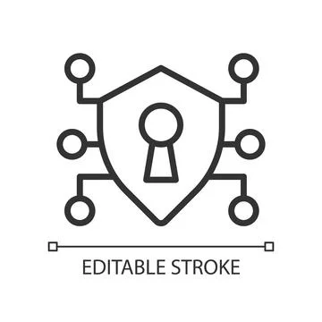 Secure data pixel perfect linear icon Stock Illustration