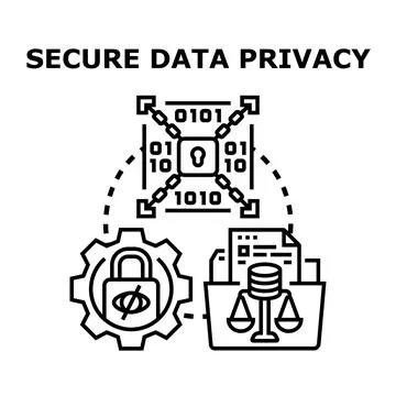 Secure data privacy concept protecting digital information 库存插图