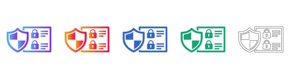 Secure Data Privacy Document Icons Illustrazione stock