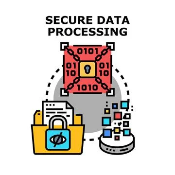 Secure data processing and protected digital information Stock Illustration