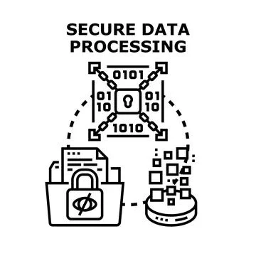 Secure data processing and protected digital information Stockillustratie