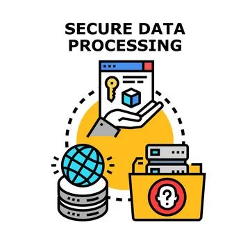 Secure data processing protecting global information privacy Stock Illustration