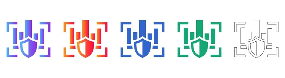 Secure Data Processing Shield Icons Stock Illustration