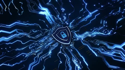 Secure Data Protection and Network Defense Technology With Digital Shield Stock Footage 342628130
