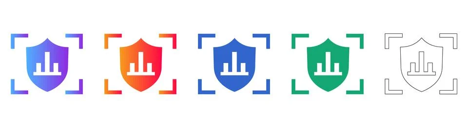 Secure Data Protection Bar Chart Icons Stock Illustration